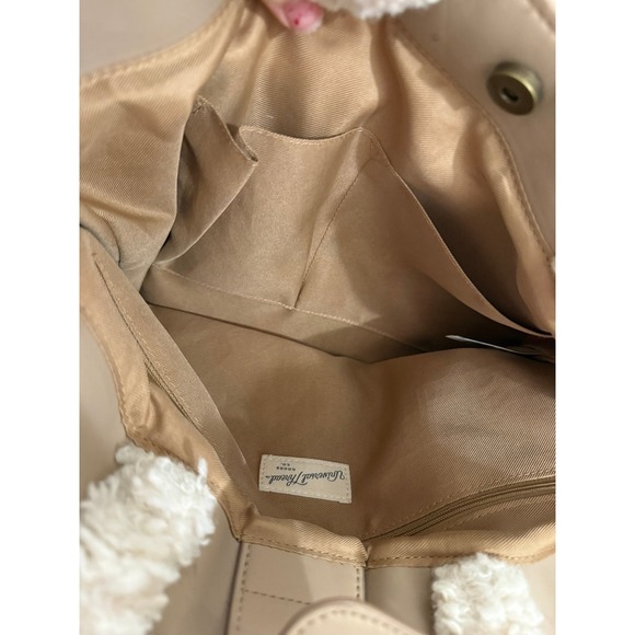 Sherpa quilted faux shearling tote bag cream beige teddy cute coquette cozy - Picture 9 of 10